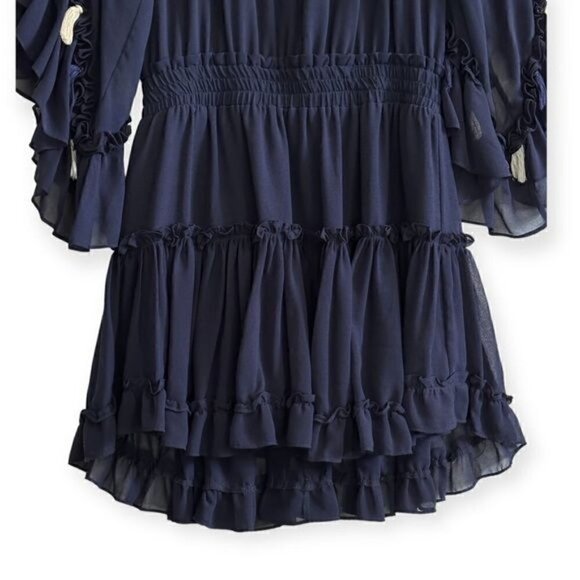 MISA Los Angeles Navy Ruffle Ximena Dress, Size - Picture 5 of 15